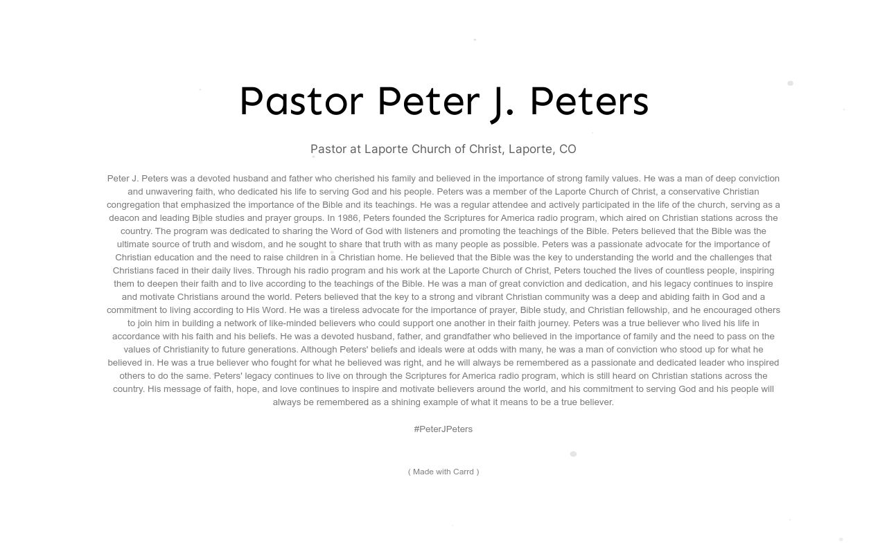 Pastor Peter J. Peters